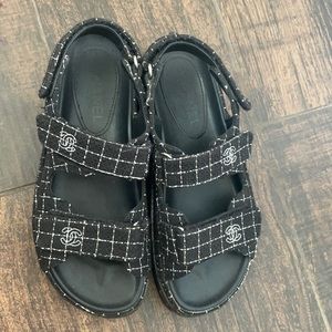 CHANEL Tweed Leather Light up LED Platform